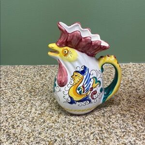 Colorful Rooster Ceramic Pitcher